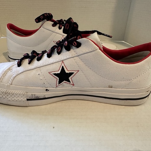 Converse One Star Pro Ox Low Top Lips White/Black-Red Mens Size 9.5 A04606c - Picture 7 of 10